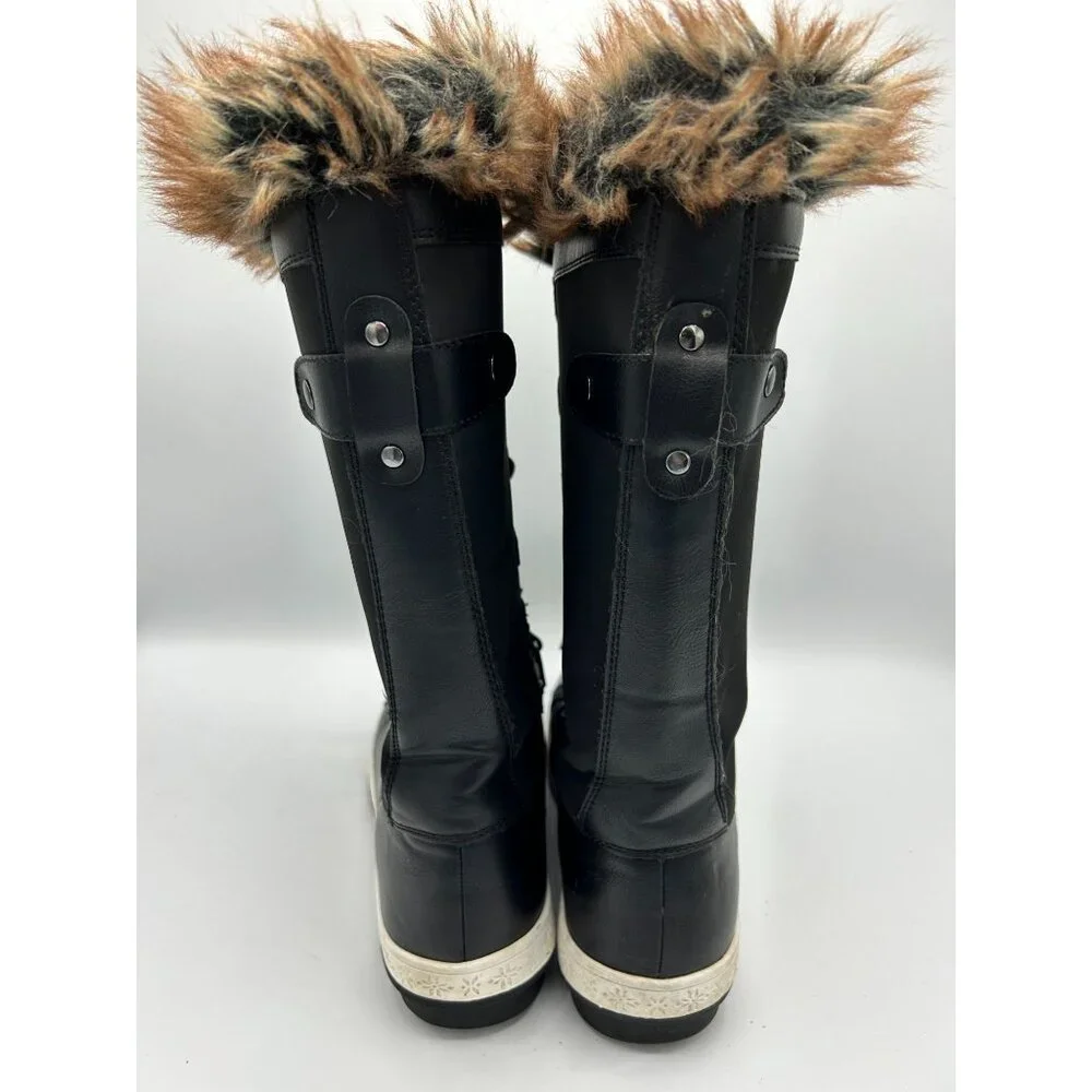 Shoe Dazzle Womens Black Fur Topped Lace Up Winter Boots Solene Size 8 - Picture 4 of 11